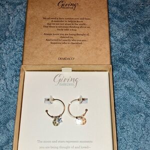 Demdaco Two-Tone Stars & Moon Hoop Earrings New In Box